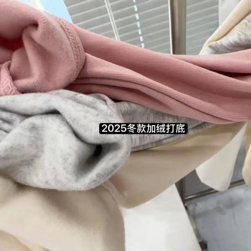 韩系简约！多色入！2025秋款半高领加薄绒洋气显瘦弹力百搭体恤女