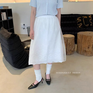 裙3032S 气质镂空A字裙复古中长款 苏珊 高级感半身裙2026春夏新款