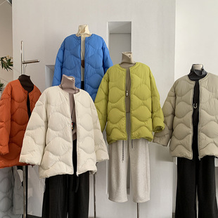 圆领中长款 纯色外套潮 羽绒服女冬季 90白鸭绒长袖 5500 新款 欧玛莱