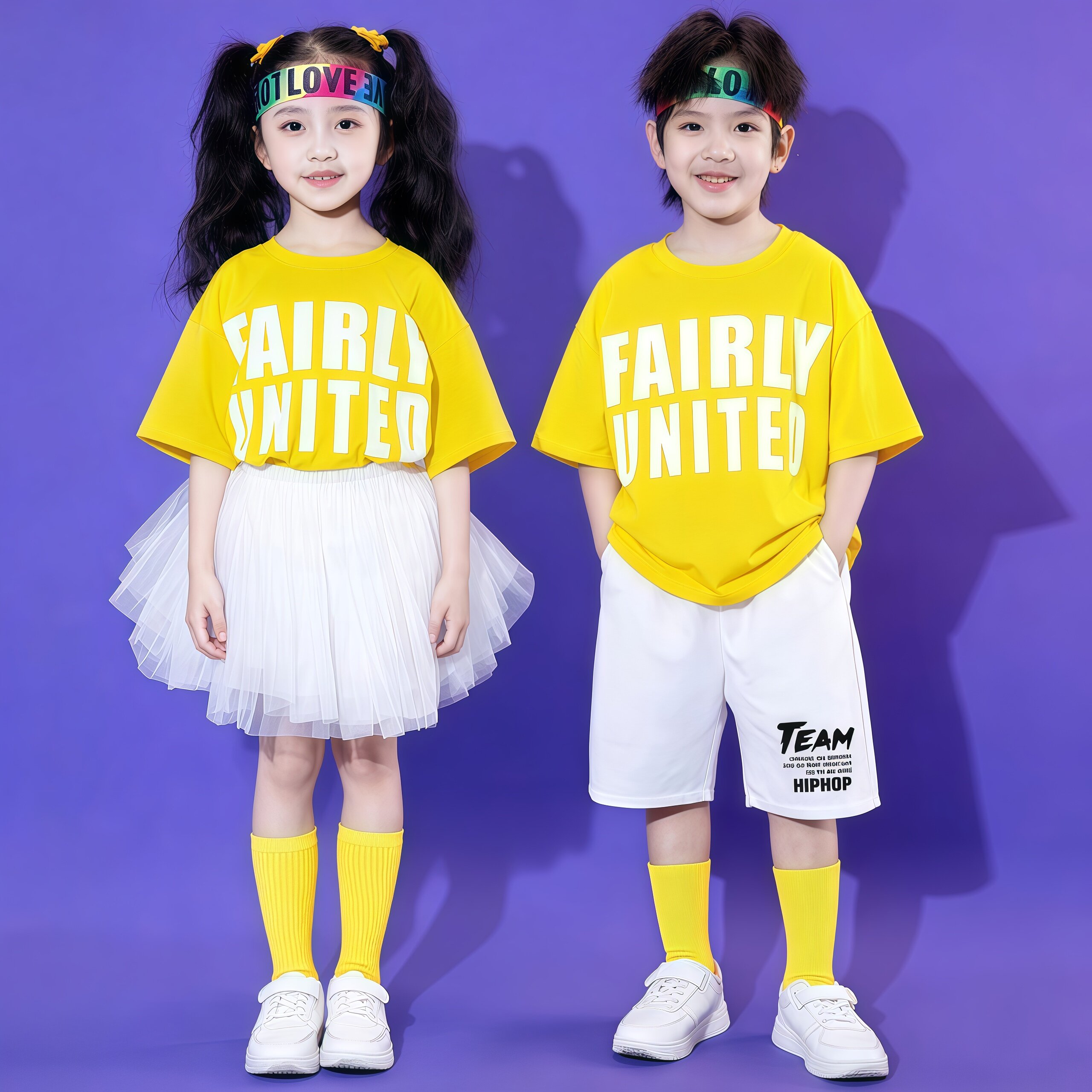 六一儿童蓬蓬裙套装街舞演出服幼儿啦啦队表演小学生运动会开幕式