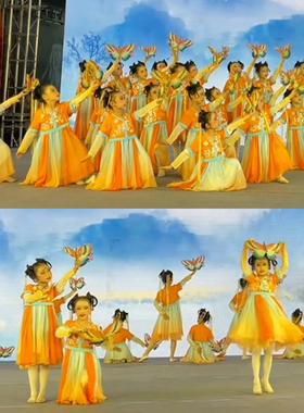 抖音醉春风戏蝶同款舞蹈服装蝴蝶道具女儿童汉服古典舞唐装演出服