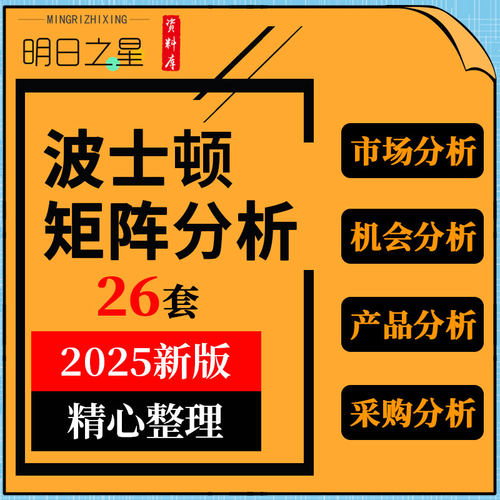 波士顿矩阵分析5W1H SWOT分析法鱼骨安索夫矩阵分析excel电子表格