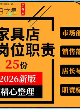 红木定制创意家具门店卖场经理店长导购售后部门职责标准员工手册