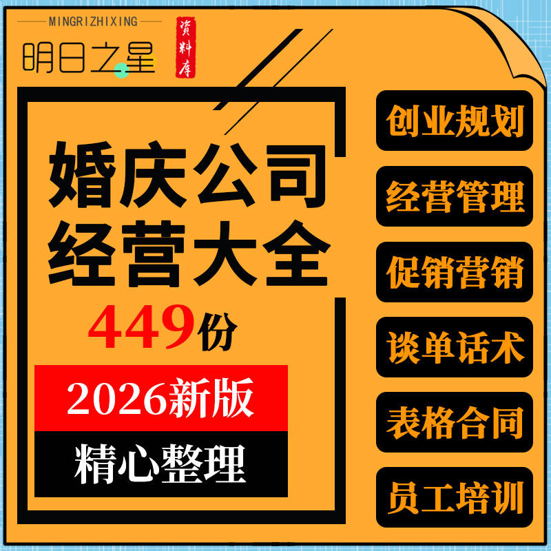 婚庆行业婚礼策划公司创业计划员工管理话术培训营销活动方案资料