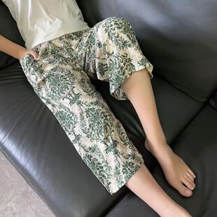 女纯棉绸老太太休闲中裤 胖奶奶加肥加大码 凉快睡裤 老人夏季 七分裤