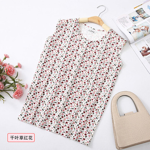 睡衣 汗衫 奶奶套头背心女装 中老年莫代尔棉坎肩上衣服妈妈夏天薄款