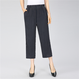 老人透气凉快长裤 直筒纯棉绸老太太八分裤 女夏款 6070岁奶奶九分裤