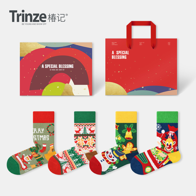 儿童圣诞袜子秋冬季中筒男童女童