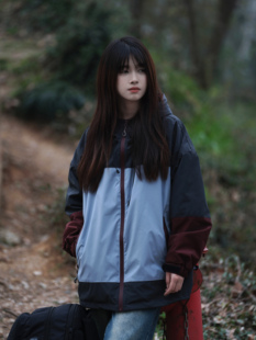 本上原春季户外山系潮流撞色拼接设计感连帽外套高街夹克宽松男女