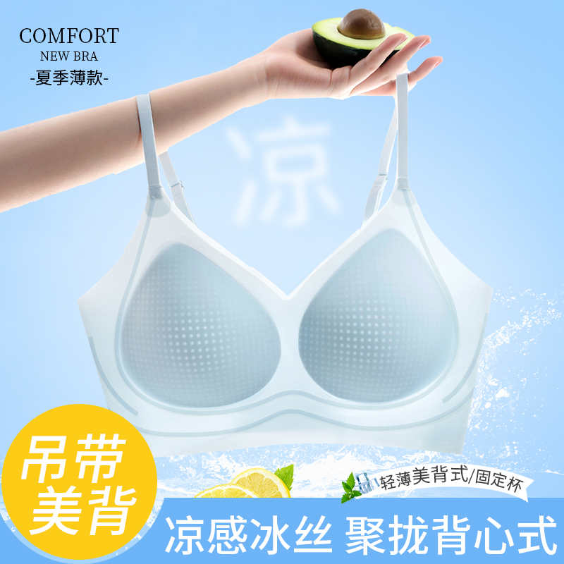 美背薄款软支撑一体式果冻条冰丝