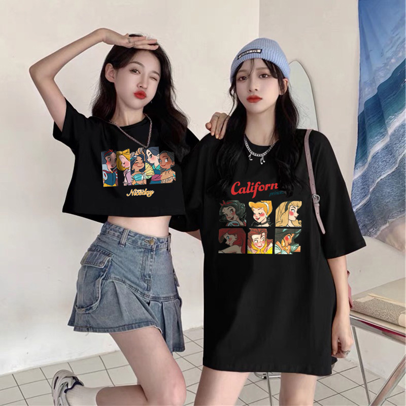 纯棉2024夏季新款美式复古短袖t恤女大码上衣胖mm四5人闺蜜姐妹装
