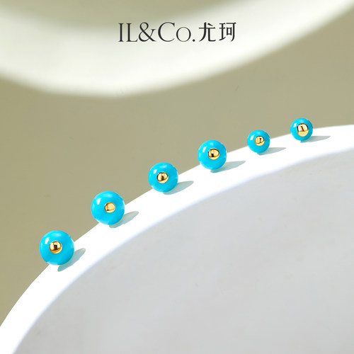 ILCO尤珂 K金绿松石耳饰天然彩宝精致款养耳洞耳钉轻奢小巧时尚女