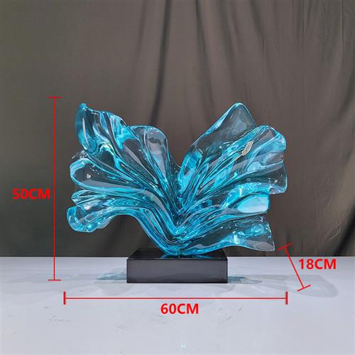 酒店玄关水晶透明树脂摆件大堂样板房抽象透明落地雕塑摆件厂家