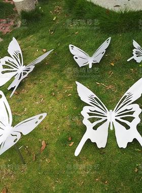 户外不锈钢雕塑仿真蝴蝶摆件公园景观昆虫摆设金属花园动物装饰品