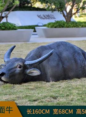 户外大仿真牧童骑水牛农耕模型雕塑摆件玻璃钢公园林草坪景观装饰