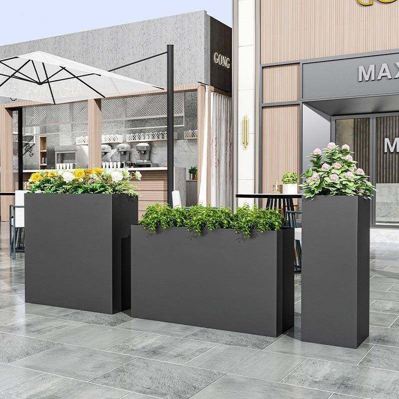 户外不锈钢花箱铁艺花箱隔断外摆围栏金属花盆长方形市政花槽组合