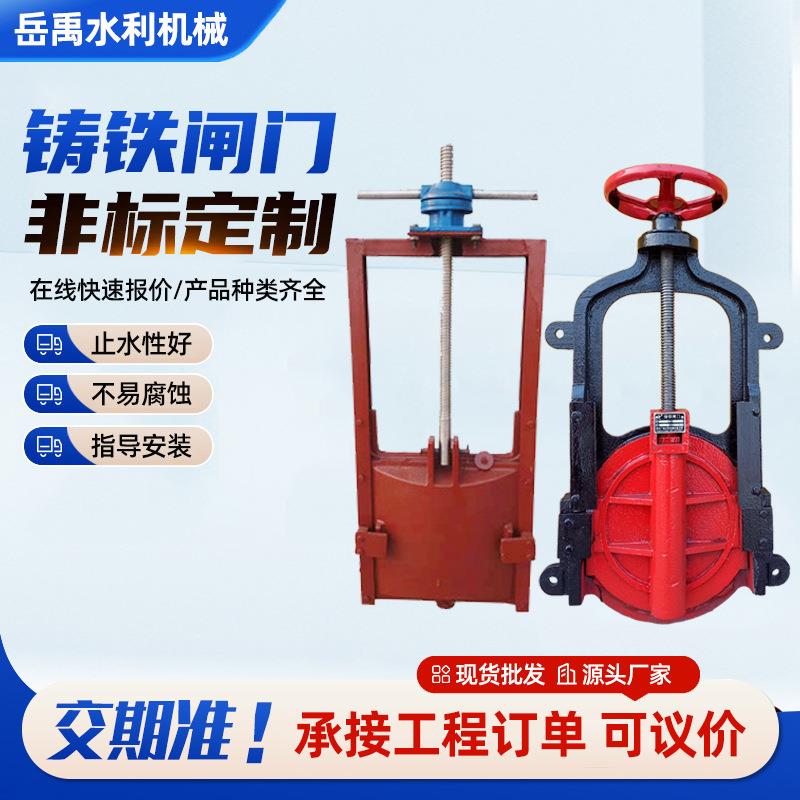铸铁镶铜方闸门手动平板水渠灌溉机闸一体式电动圆防洪排涝