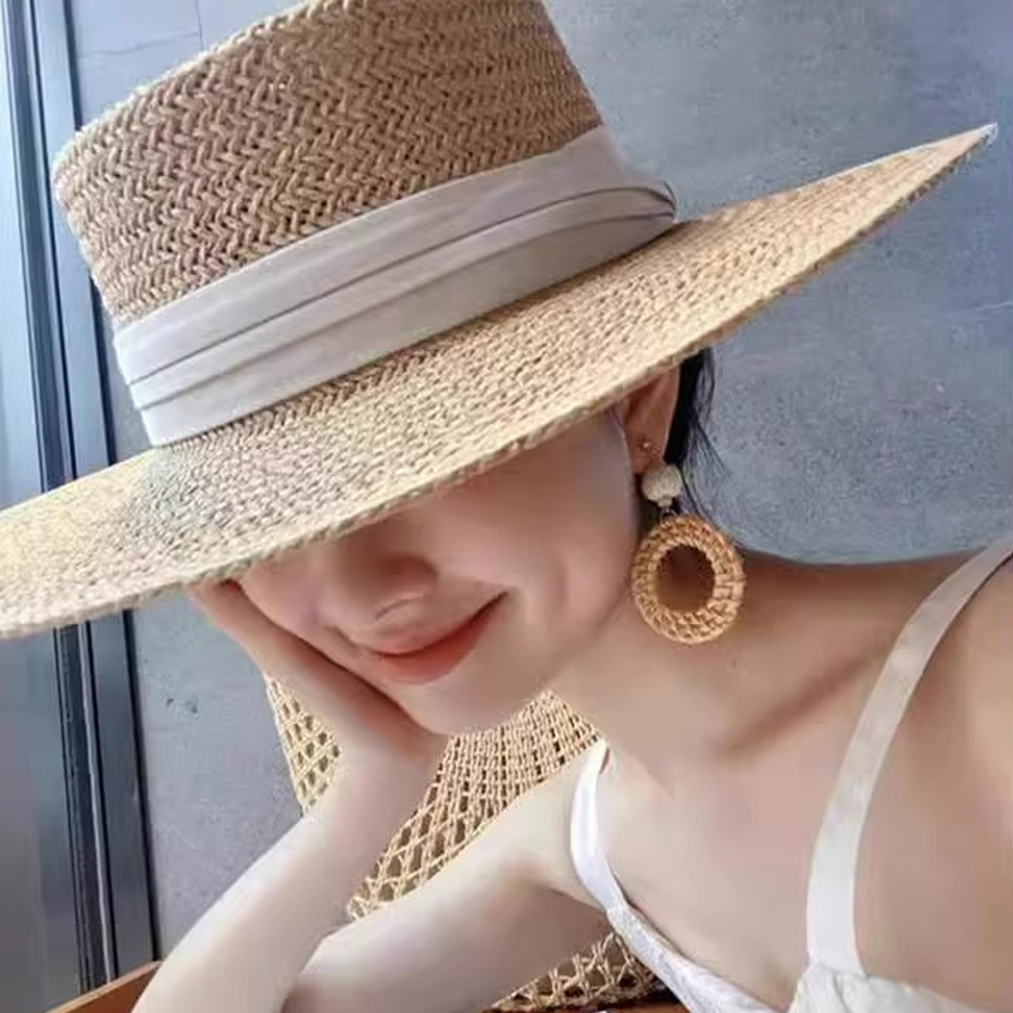 法式巴拿马风草帽子女夏2025新款正潮海边太阳帽遮阳帽度假老钱风