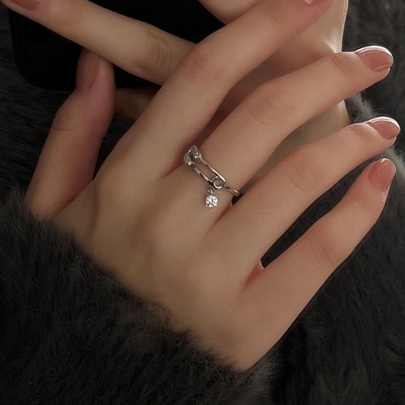 srrmhynS925纯银别针戒指女