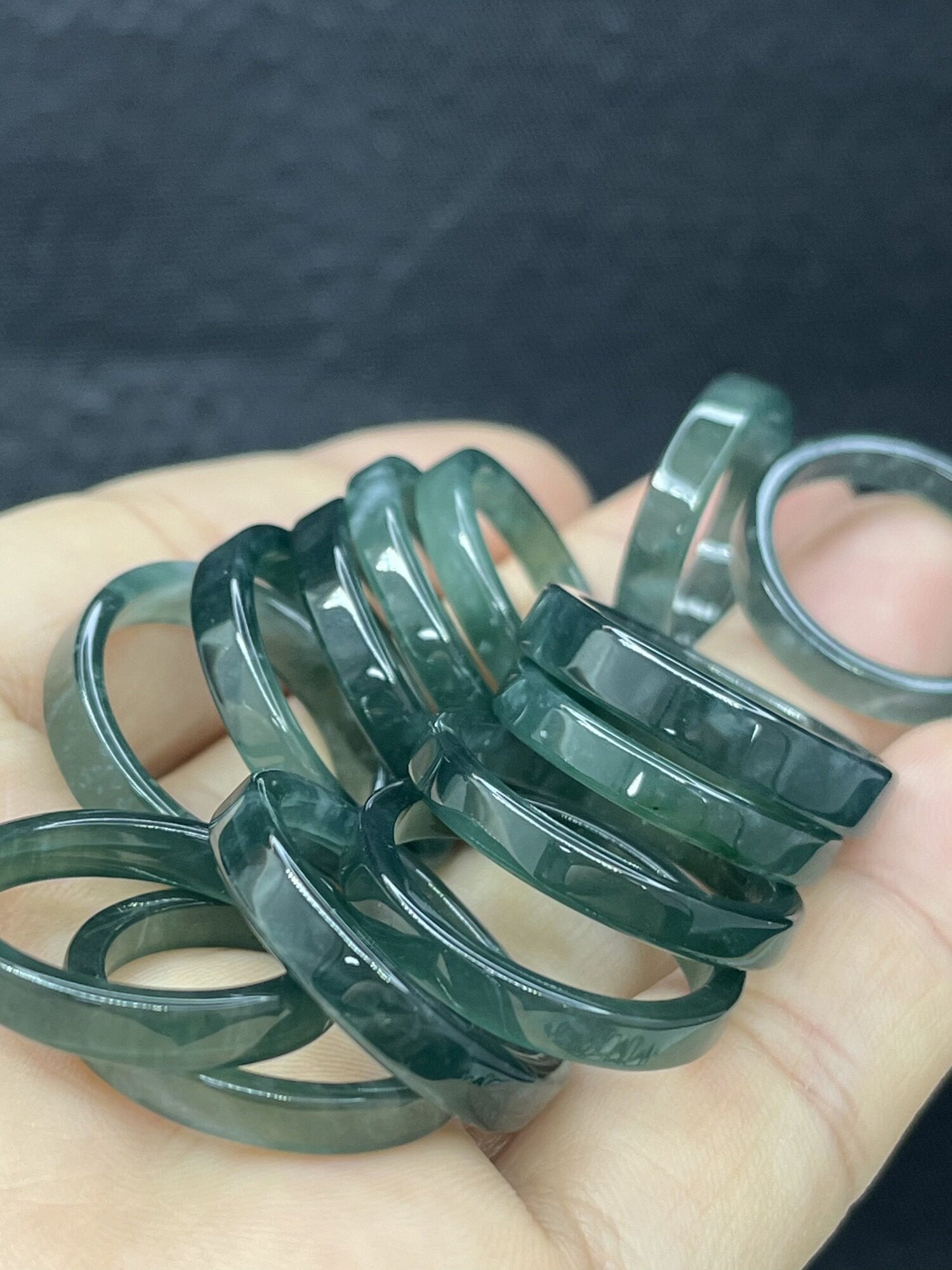 翡翠戒指天然缅甸A类飘绿花冰糯种戒圈跑环女士玉石玉器现货批发
