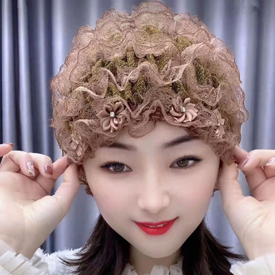 帽子女遮白发头巾蕾丝包头帽