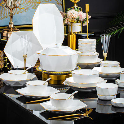 碗碟套装碗家用2025新款轻奢高级感餐具釉下彩碗盘套装景德镇陶瓷