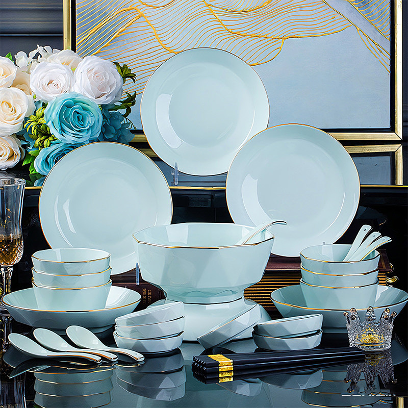 碗家用2026新款高颜值餐具套装景德镇陶瓷轻奢漂亮碗盘碟子筷乔迁,餐饮具,碗,淘宝优惠券,粉丝福利购,淘宝优惠卷