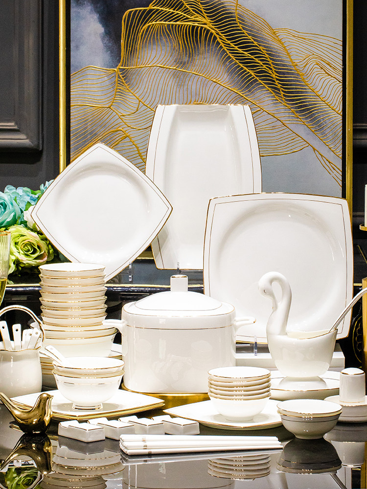 轻奢高颜值碗碟套装家用2025新款餐具套装高级感陶瓷碗盘组合乔迁,餐饮具,碗,淘宝优惠券,粉丝福利购,淘宝优惠卷