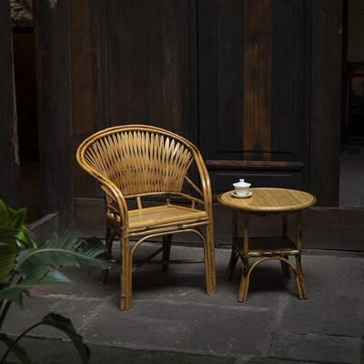 竹椅子靠背椅手工老式竹编藤椅子家用阳台太师椅编织竹子椅小凳子