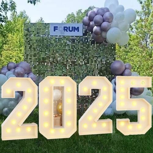 2025年立体数字KT板摆件生日派对LED发光数字气球框架周年数字灯
