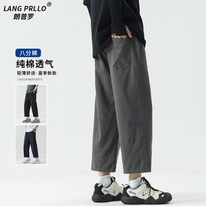 美式工装八分裤子男款2025夏季薄款宽松直筒九分裤潮牌运动休闲裤