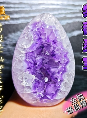 灵蟾晶舍｜紫薇灵宝｜天然全拋爆彩紫水晶大牙龙蛋招财摆件173