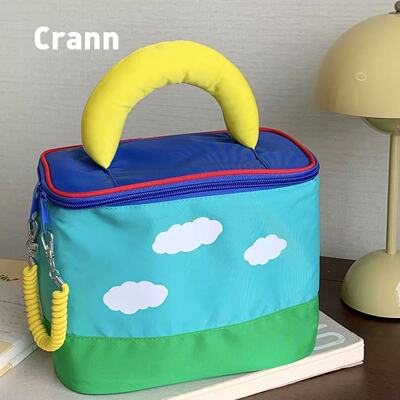 Crann原创 蓝天白云化妆包洗漱包可爱复古撞色大容量防水手提礼物