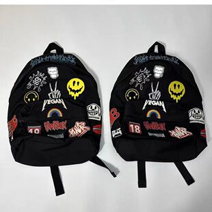 (现货)秀款Gamer刺绣徽章书包涂鸦贴画恶搞双肩包李燕窝同款