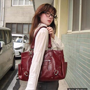 韩国anoetic美式复古机车款单肩包大容量斜挎手提包皮包