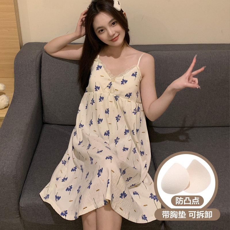 无注册商标吊带睡裙女夏季纯棉
