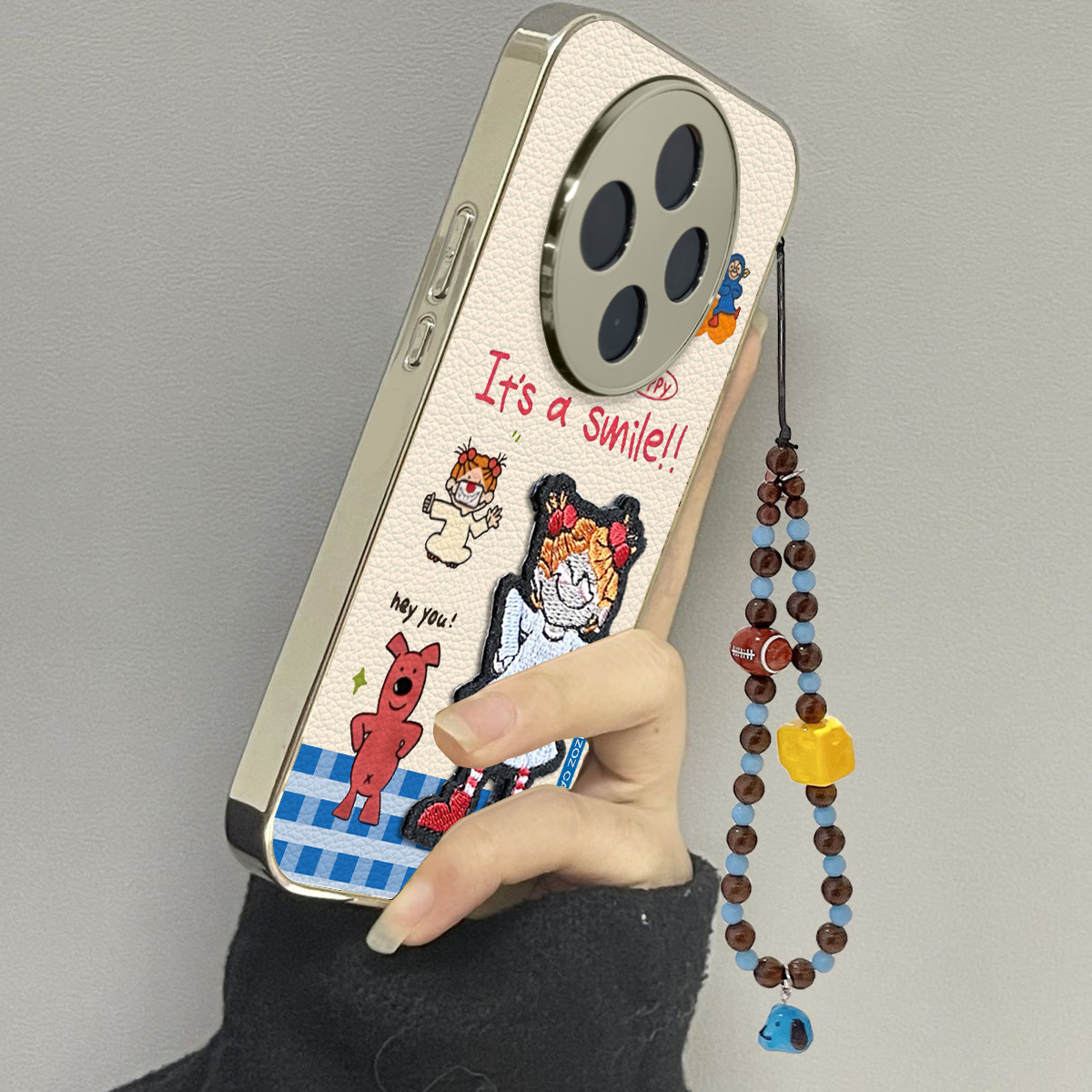 微笑女孩适用vivoy200i手机壳y300pro新款y78+皮质y100防摔vivoy53s77e男y76s女款vivoy73s70s情侣y52st1x
