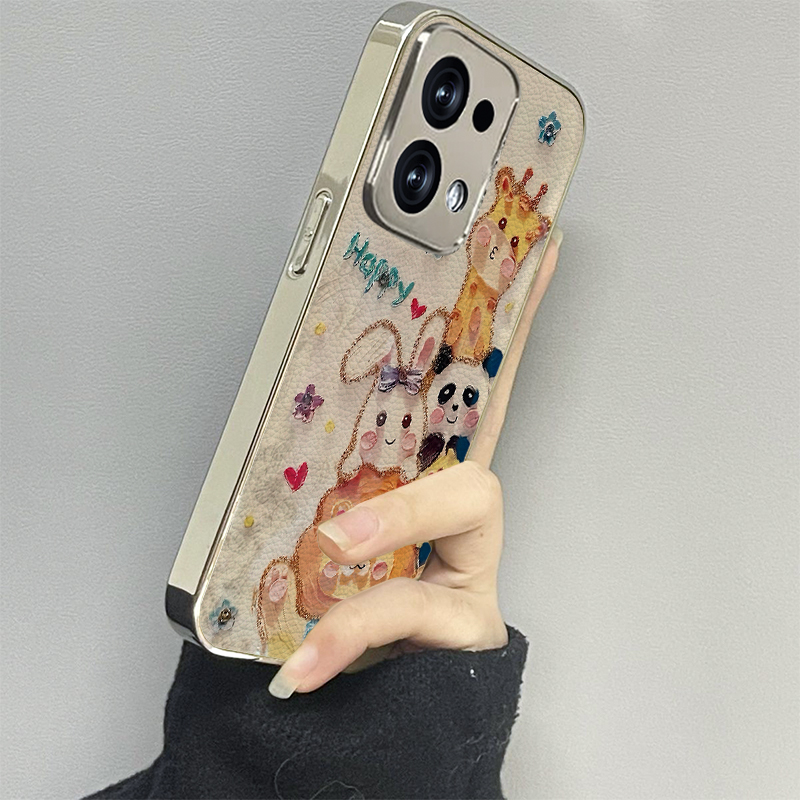 油画动物适用opporeno13手机壳reno12新款11oppofindx8x6x7ultra6防摔5k10pro+9男8女款7情侣3k12x套oppok9s