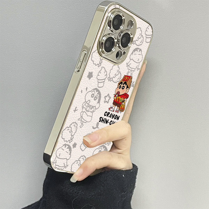 甜筒小新适用苹果17promax手机壳iPhone16pro新款15防摔14皮质13男12xsmax女款11iphonexr情侣3se2套x78plus