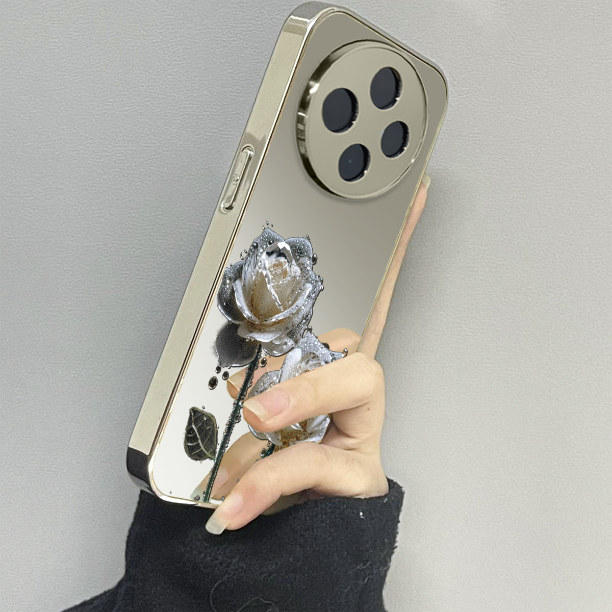 水滴玫瑰适用vivoy200i手机壳y300pro新款y78+镜面y100防摔vivoy53s77e男y76s女款vivoy73s70s情侣y52st1x