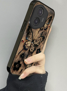 黑色蝴蝶适用荣耀300手机壳honor200新款100男90gt70女款80情侣60se魔术maigc6x30x40x50i+x60套4magic7pro5