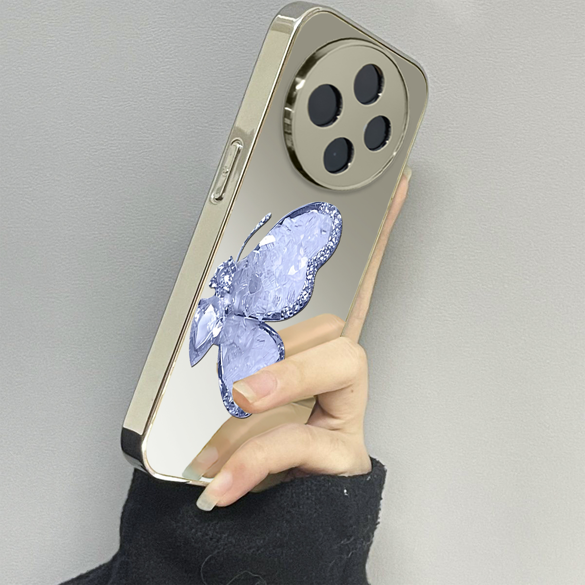 宝石蝴蝶适用vivoy200i手机壳y300pro新款y78+镜面y100防摔vivoy53s77e男y76s女款vivoy73s70s情侣y52st1x
