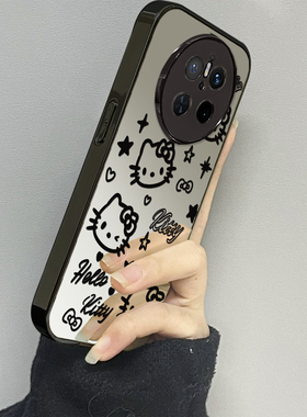 黑色kt猫适用华为mate70pro手机壳pura70ultra新款mate60pro+p50e男mate30epro女款p40por情侣青春版p60art套