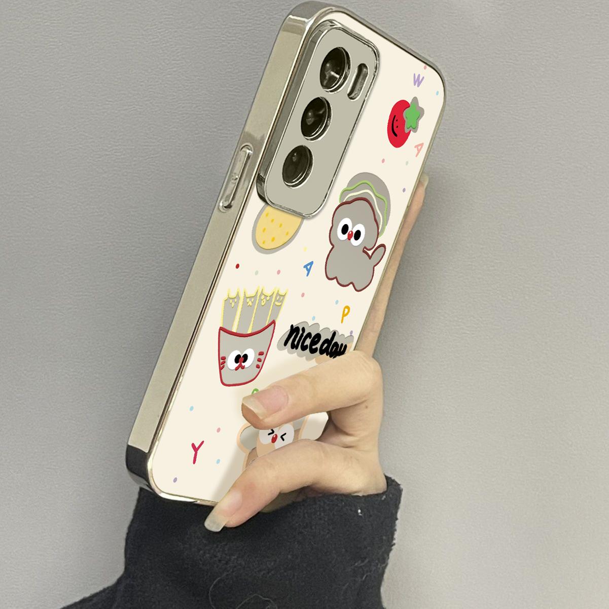 opporeno12镜面可爱手机壳