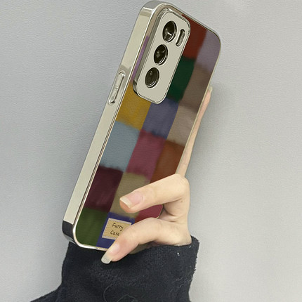 彩色格子适用opporeno13手机壳reno12新款11oppofindx8x6x7ultra6防摔5k10pro+9男8女款7情侣3k12x套oppok9s
