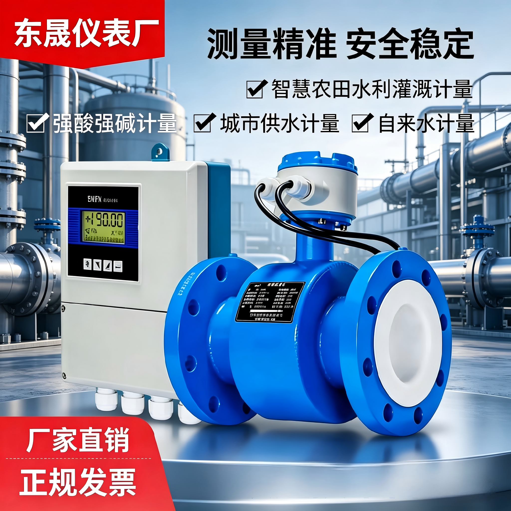智能电磁流量计分体污水高精度液体水管道自来水DN50/100数显流量
