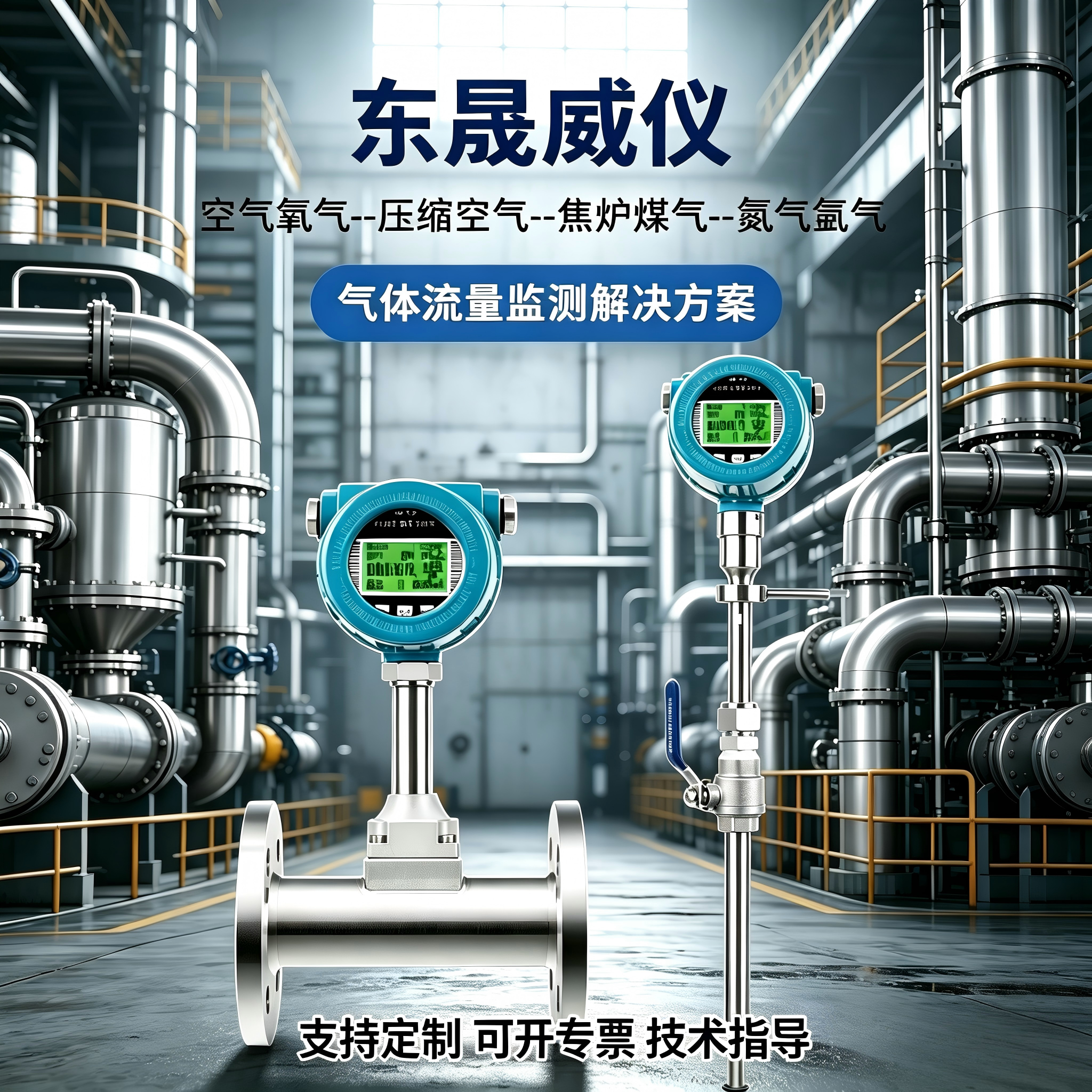 热式气体质量流量计插入式管道式压缩空气氧气氮气天然气远传无线