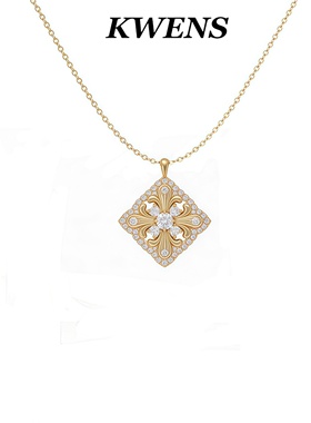 鸢尾花吊坠项链女款老钱风锁骨链