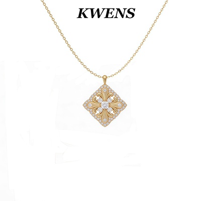 鸢尾花吊坠项链女款老钱风锁骨链