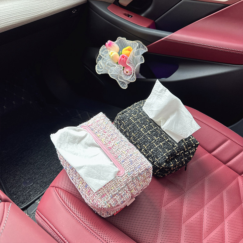 车载纸巾盒扶手箱抽纸挂式汽车用品放餐巾车上纸抽收纳车内小香风